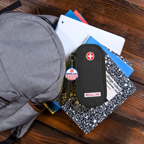 Jayour EpiPen Medical Carrying Case Insulated, Travel Medication Organizer Bag Emergency Medical Pouch, Fits 2 EpiPens, Asthma Inhaler, Anti-Histamine, Auvi-Q, Allergy Medicine Essentials, Black - color: Black