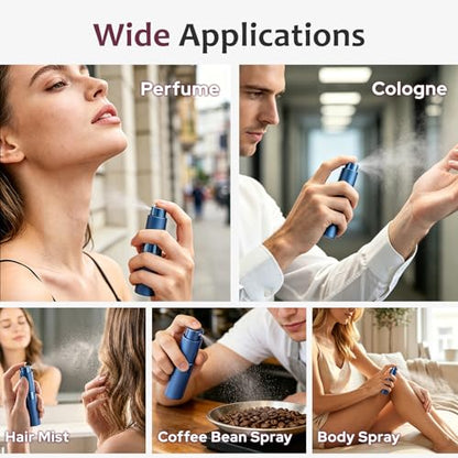 LISAPACK 8ML Atomizer Perfume Spray Bottle for Travel (3 PCS) Empty Cologne Dispenser, Portable Sprayer (Blue) - color: 3 Blue