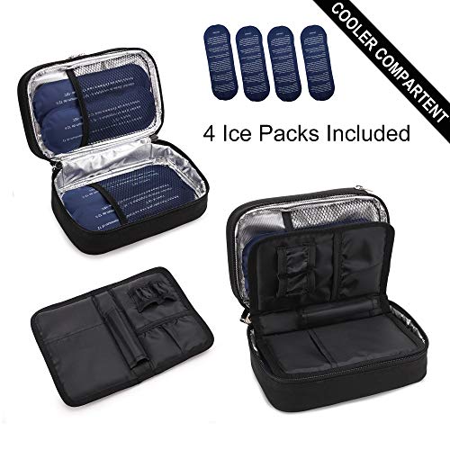 apollo walker Insulin Cooler Travel Case, TSA Approved Diabetic Medication Cooler with Ice Packs and Insulation Liner for Insulin Pens & Supplies - color: Black, size: Medium