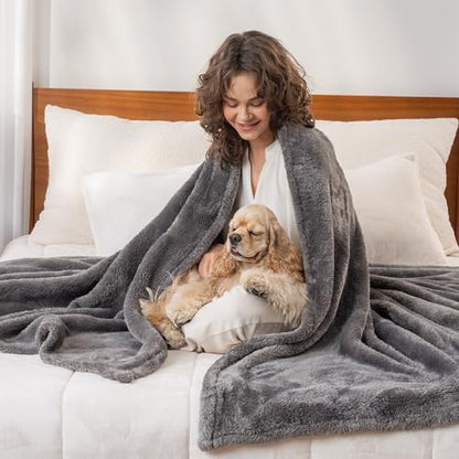 Berkshire Blanket Classic Extra-Fluffy™ Plush Blanket,Twin Size Bed Blanket,Soft Fuzzy Fluffy Long Hair Blanket for Couch Sofa Bed,Shadow Grey,60x92 Inches, E0554-TX-05U - color: Shadow Grey, size: Twin/Twin XL