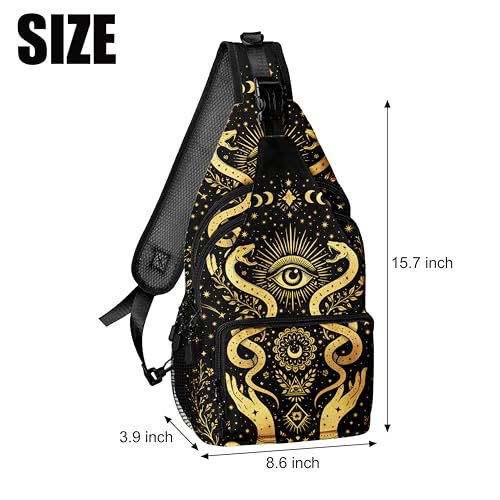 Gothic Hippie Style Crossbody Sling Bag Men Women, Casual Shoulder Backpack, Chest Daypack Satchel for Hiking Travel - color: Color 20