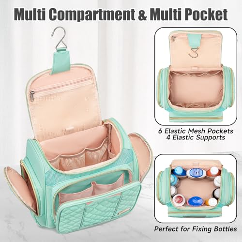 Large Toiletry Bag for Women Men,Bathroom Bag,Water Resistant Shower Bag,Makeup Bag,Toiletry Bags for Traveling,Hanging Toiletry Bag with Transparent Waterproof Phone Pocket (Green) - color: Green