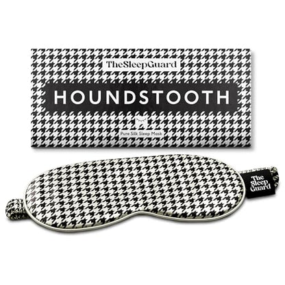TheSleepGuard Pure Silk Sleep Mask [100% 6A Mulberry Silk, 22 Momme] Light Blocking Travel Essentials. Eye Masks for Sleeping. Black Oeko-Tex Blindfold. Eye Covers for Men & Women - color: Houndstooth