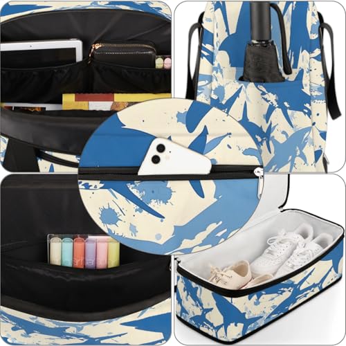 Travel Duffel Bag Shark Themed Weekender Bag with Shoe Compartment Foldable Overnight Bags for Travel Sports Lightweight Gym Bags for Men Women - color: Shark Themed