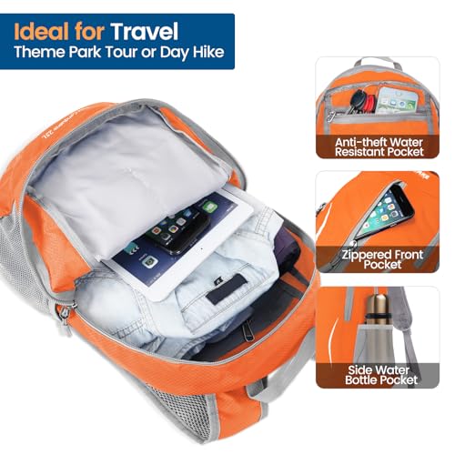 ZOMAKE Ultra Lightweight Packable Backpack 25L, Foldable Hiking Backpacks Water Resistant Small Folding Daypack for Travel(Orange) - color: Orange