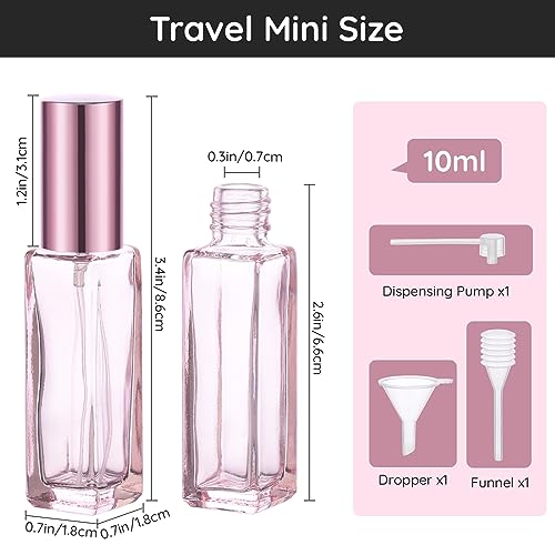 Segbeauty 5pcs Perfume Atomizer Travel, 10ML Mini Refillable Perfume Bottle Sprayer, Travel Cologne Sprayer Portable Glass Fine Mist Cosmetic Container Dispenser Set for Fragrance Makeup Toiletries - color: Pink, style: Mini Bottles
