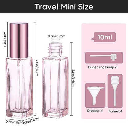 Segbeauty 5pcs Perfume Atomizer Travel, 10ML Mini Refillable Perfume Bottle Sprayer, Travel Cologne Sprayer Portable Glass Fine Mist Cosmetic Container Dispenser Set for Fragrance Makeup Toiletries - color: Pink, style: Mini Bottles