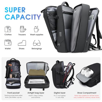 TANGCORLE Vacuum Seal Travel Backpack,Expandable Vacpack Backpack with Vacuum Compression System 50L - color: Black-c50