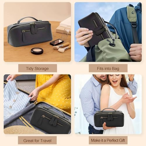 Travel Makeup Bag Cosmetic Pouch Water Resistant Travel Bag for Cosmetics, Brushes, Skincare, Toiletries, Makeup Storage (black) - color: Upgraded black