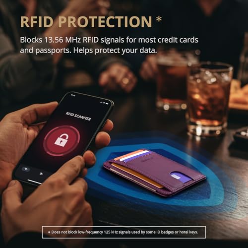 Buffway Slim Minimalist Front Pocket RFID Blocking Leather Wallets for Men and Women - Alaska Purple - color: Alaska Purple