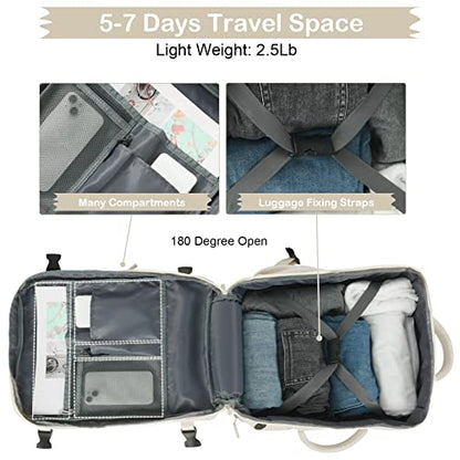 Hanples Travel Backpack for Women Men Large Carry On Person Item Flight Approved 17 In Laptop Backpack Waterproof anti theft Casual Luggage with 2 Toiletry Bag(Beige) - color: Beige, size: Large