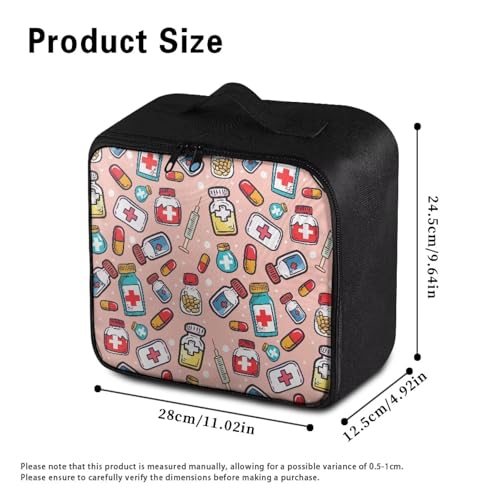 First Aid Kit Bag Empty Pink Color-Coded Emergency Medical Pouch for Hospitals Schools and Home Use Constructed with Tear-Resistant Fabric Quick-Access Loops Washable Surface - color: Pink