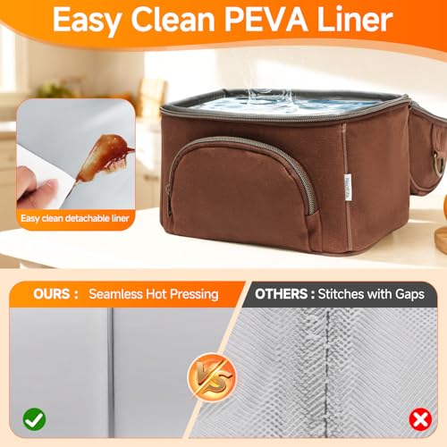 Waxed Canvas Lunch Bag with 2 XL Ice Packs, Canvas Lunch Box, Lunch Cooler for Men Work, 10.5L 2 Compartments Insulated Leakproof Cooler Bags for Camping, Beach and Road Trips - color: Rustic Brown