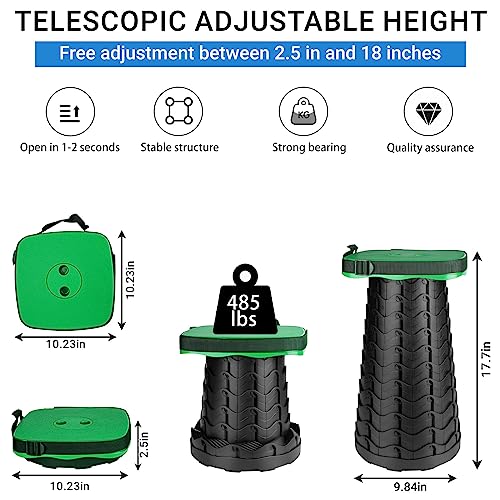 Upgraded Folding Stool - 485lbs Load Capacity,Telescopic Stool,Portable Collapsible Seat for Camping,Fishing,Hiking,Travel - color: Green