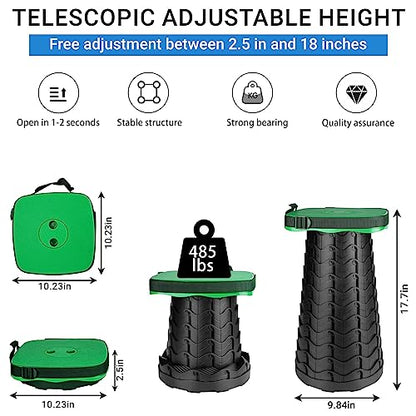 Upgraded Folding Stool - 485lbs Load Capacity,Telescopic Stool,Portable Collapsible Seat for Camping,Fishing,Hiking,Travel - color: Green