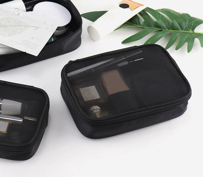 Mesh Makeup Bag, Black Mesh Toiletry Bag, Carry On Travel Makeup Bag with Zipper (Medium) - color: Black Mesh, size: Medium