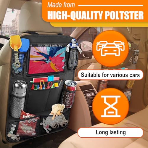 ZIMISI Car Backseat Organizer, Oxford Cloth Kick Mats Back Seat Protector with 9 Pockets & Clear Tablet Holder, Universal Waterproof Car Road Trip Essentials Storage Accessory (2PCS) - size: 2PCS