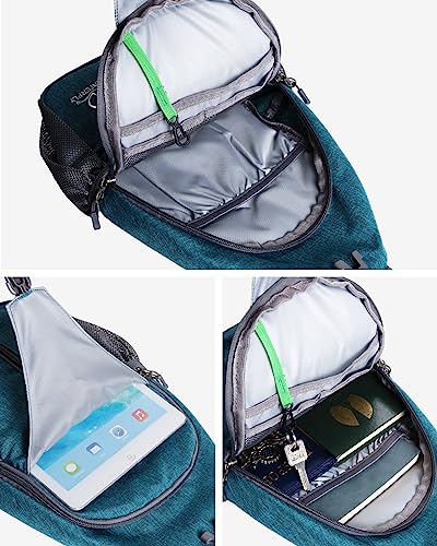 WATERFLY Small Hiking Sling Bag: Crossbody Sling Backpack Chest Bag Daypack for Men Women with Skin-Friendly Shoulder Strap - color: Peacock Blue(other Style)