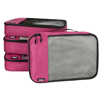Packing Cubes for Travel Essentials,4 Set Packing Cubes for Suitcases,Lightweight Mesh Luggage Organizer Bag,Pink - color: Pink