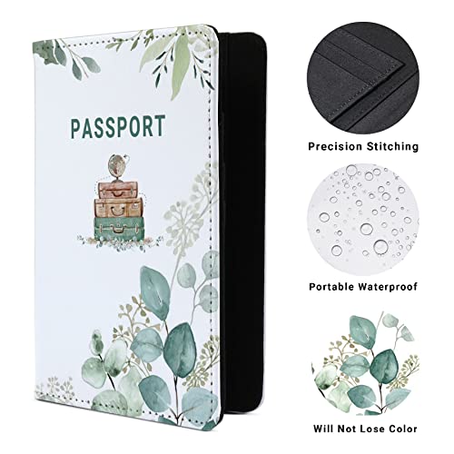 Passport Book Holder,Passport Wallet for Men Mr and Mrs Passport Holder for Women Passport Cover Passport Case for Couples Passport Books Holder Mother's Day (6x4) - color: Classic Green Leaf-1pcs