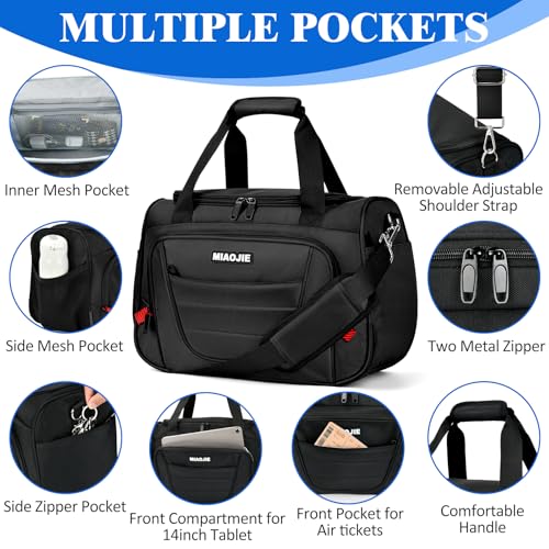 Underseat Carry On luggage Bag Airplanes Personal Item Bags Weekender Overnight Travel Tote Bag Shoulder Small Softside Carry on Luggage Travel Duffel Bags For Men Women -18 IN Black - color: Black, size: 18 IN