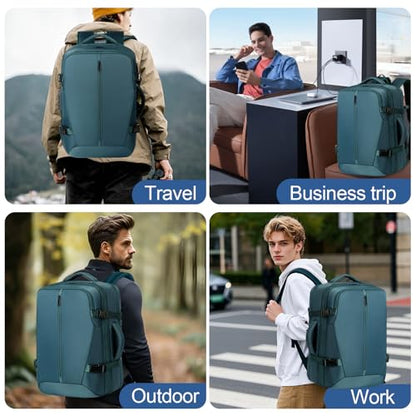 Vacuum Seal Backpack Travel with Pump, Expandable Vacuum Backpack with Air Compression System, Airback Vacpack TSA Lock Water Resistant Carry-On Luggage (Blue) - color: Blue