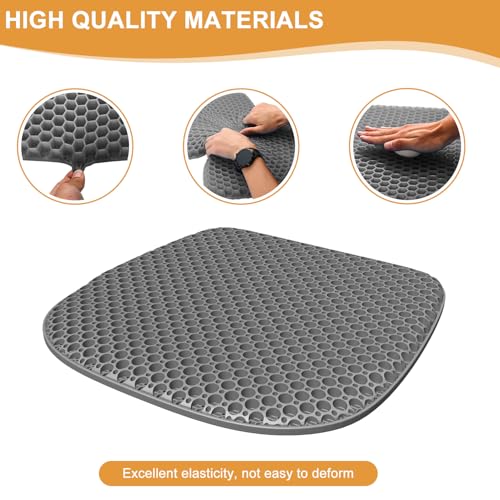 EVEME Large Gel Seat Cushion for Long Sitting with Non-Slip Cover,Soft & Breathable,Seat Cushion for Chair,Car,Office,Desk Chair,Wheelchair - size: 17" x 15" x 1.2" - Gray