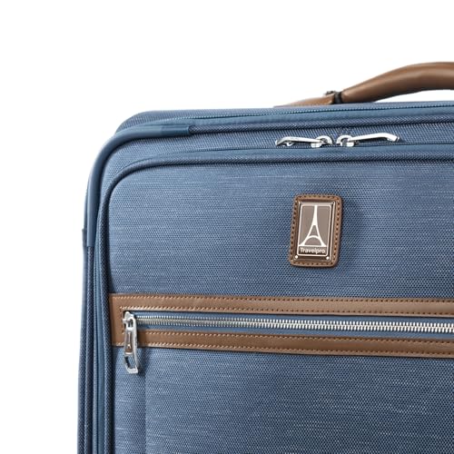 Travelpro Platinum Elite Softside Expandable Checked Luggage, 8 Wheel Spinner Suitcase, TSA Lock, Men and Women, Coastal Blue, Checked Medium 25-Inch - color: Coastal Blue, size: Checked-Medium 25-Inch