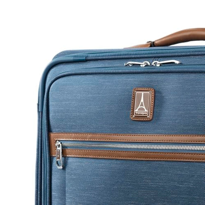 Travelpro Platinum Elite Softside Expandable Checked Luggage, 8 Wheel Spinner Suitcase, TSA Lock, Men and Women, Coastal Blue, Checked Medium 25-Inch - color: Coastal Blue, size: Checked-Medium 25-Inch