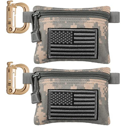FRTKK 2 Pack Tactical Compact EDC Pouches Military Molle Utility Pouch Accessories Organizer Pouch Coin Purse Keychain Pocket Credit Card Holder Waist Pack - color: ACU 3