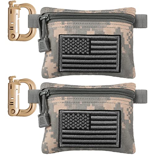 FRTKK 2 Pack Tactical Compact EDC Pouches Military Molle Utility Pouch Accessories Organizer Pouch Coin Purse Keychain Pocket Credit Card Holder Waist Pack - color: ACU 3