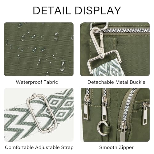 CLUCI Anti Theft Crossbody Bags for Women Travel Small Crossbody Bag Purses for Women RFID Nylon Belt Bag - color: Army Green