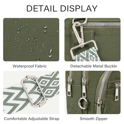 CLUCI Anti Theft Crossbody Bags for Women Travel Small Crossbody Bag Purses for Women RFID Nylon Belt Bag - color: Army Green