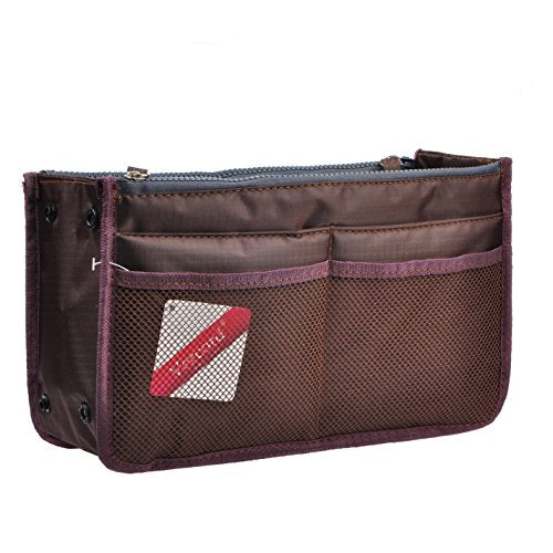 Vercord Updated Purse Handbag Organizer Insert Liner Bag in Bag 13 Pockets Coffee Small - color: Coffee, size: Small