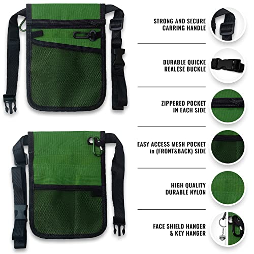 ASA TECHMED Nurse Utility Belt – Complete Medical Belt Utility Kit, Pro Pack Pocket Organizer Pouch Hip Bag for EMT, CNA, NP, PA, Student, Green - color: Green
