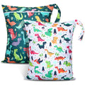 Shappy 2 Pack Large Travel Laundry Bags, Large Wet Dry Waterproof Dirty Clothes Bag for Suitcase, Swimsuit Beach Gym College Dorm Wet Bag(Dinosaur Style) - style: Dinosaur Style