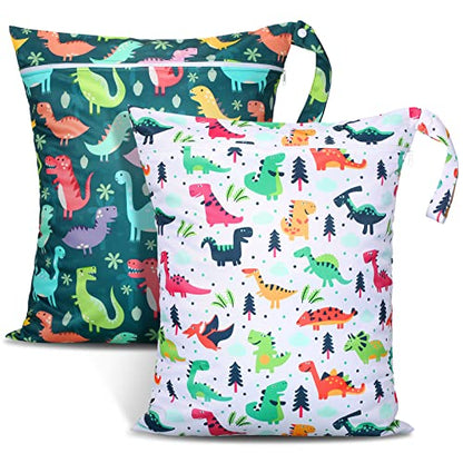 Shappy 2 Pack Large Travel Laundry Bags, Large Wet Dry Waterproof Dirty Clothes Bag for Suitcase, Swimsuit Beach Gym College Dorm Wet Bag(Dinosaur Style) - style: Dinosaur Style
