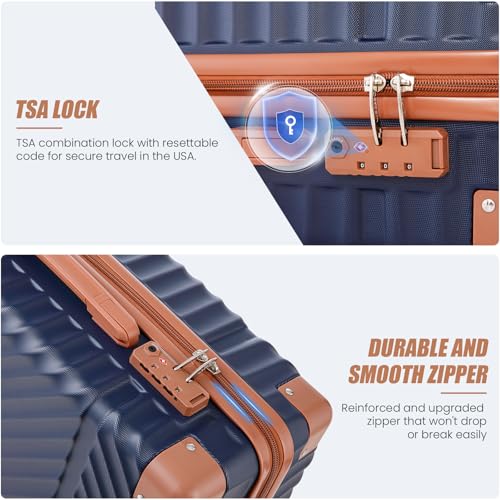 Cosbarn Carry On Luggage 22x14x9 Airline Approved, Hardside 20 Inch Carry on Suitcases with Wheels, Hard Shell ABS Lightweight Carry on Luggage Set, Travel Suitcase Set with TSA Lock, DarkBlue - color: DarkBlue, size: 3 Piece Sets (20/BP/TB)