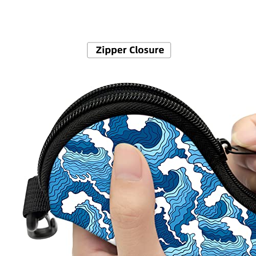 Sunglasses Soft Case with Carabiner Ultra Light Neoprene Zipper Glasses Case - color: Blue Ocean
