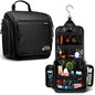 AvaJex Travel Toiletry Bag for Men - Large Dopp Kit (10.6"x10.6"x3.2") - Hanging Waterproof Mens Hygiene Organizer Bag with XXL Metal Swivel Hook, Sturdy Zippers and 19 Compartments for Toiletries - color: L Jet Black