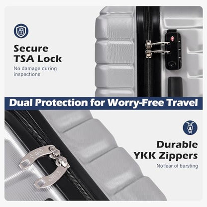 Coolife Medium Checked Luggage with Spinner Wheels, Hardside Suitcase TSA Lock Lightweight Travel Luggage 24-inch,Silver - color: sliver, size: Medium(24in)