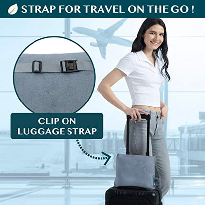 PAVILIA Travel Blanket Pillow, Soft Airplane Blanket 2-IN-1 Combo Set, Plane Blanket Compact Packable, Flight Essentials Car Pillow, Travelers Gift Accessories Luggage Backpack Strap, 60x43 Slate Blue - color: Dusty Blue