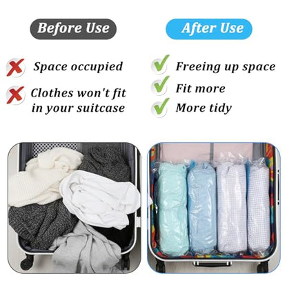 3PCS Compression Bags for Travel Essential, 50x35cm Space Saver Bags, Vacuum Storage Bag No Vacuum and Pump Needed for Clothing Storage, Cruise Accessories, Camping Luggage & Home Organizers