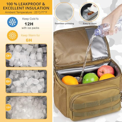 Tactical Double Deck Cooler Backpack for Men,Large Lunch Backpack with 2 Compartment,Soft Cooler Bag - color: Brown, size: Large
