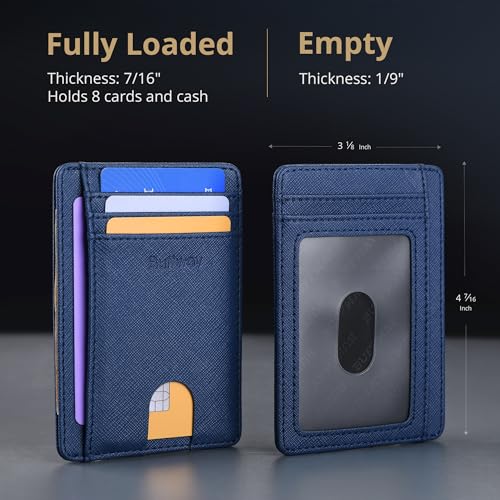 Buffway Slim Minimalist Front Pocket RFID Blocking Leather Wallets for Men and Women - Cross Blue - color: Cross Blue