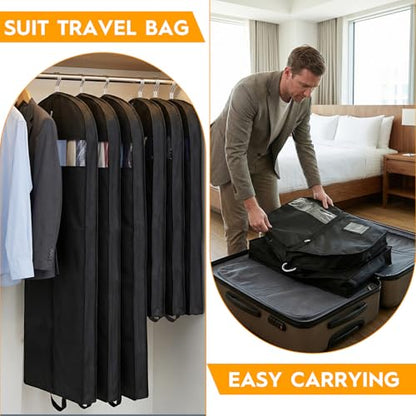 2-Pack Garment Bags for Storage & Travel - 60" & 43" Hanging Clothes Bags with 4" Gusset, Clear Window, Handle & ID Holder | Suit, Dress, Coat Covers for Closet Organization - size: 60" & 43"- 2 Pack