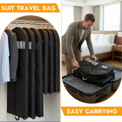 4-Pack Garment Bags for Storage & Travel - 60" & 43" Hanging Clothes Bags with 4" Gusset, Clear Window, Handle & ID Holder | Suit, Dress, Coat Covers for Closet Organization - size: 60" & 43"- 4 Pack