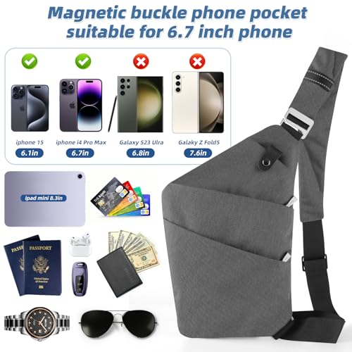VADOO Sling Bag - Anti-theft Crossbody Shoulder Bag for Men and Women - color: Dark Grey