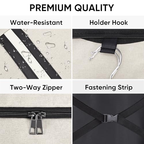 BALEINE Travel Garment Bag, Travel Suit Bag for Men, Water Resistant Carry on Garment Bag for Hanging Clothes, Garment Duffel Bag for Travel Business (Beige) - color: Beige