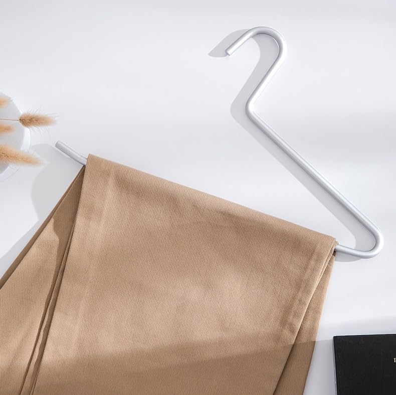 Premium Matte Silvery Aluminum Pants Hanger 10 Pack, 13.7” Extra Smooth & Durable Metal Shirt Dress Hanger,Aluminum Alloy Hanger,Clothing Support,Clothing Hang - style: Silver Pants Hanger（10）